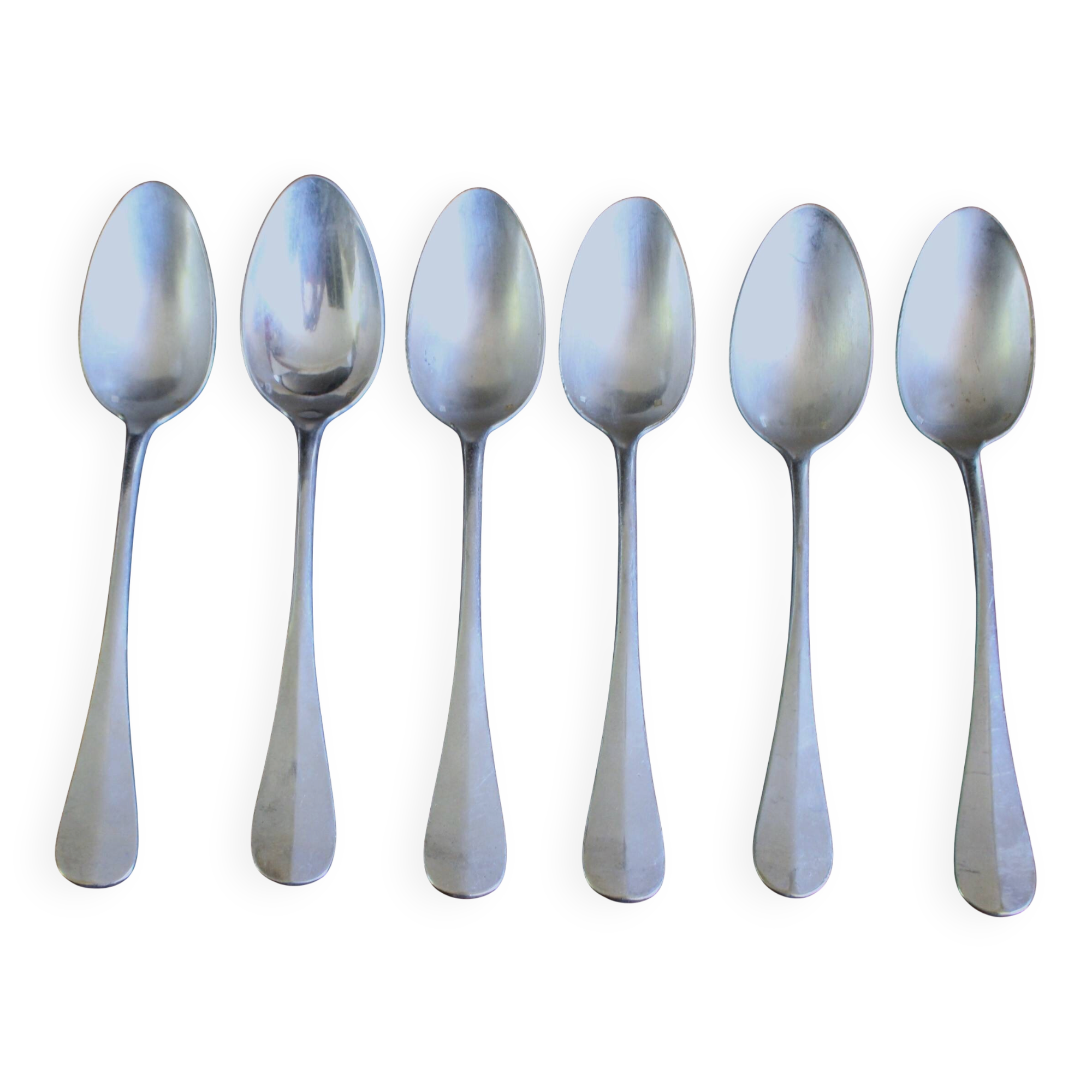 Set of 6 silver-plated metal soup spoons Uni Plat