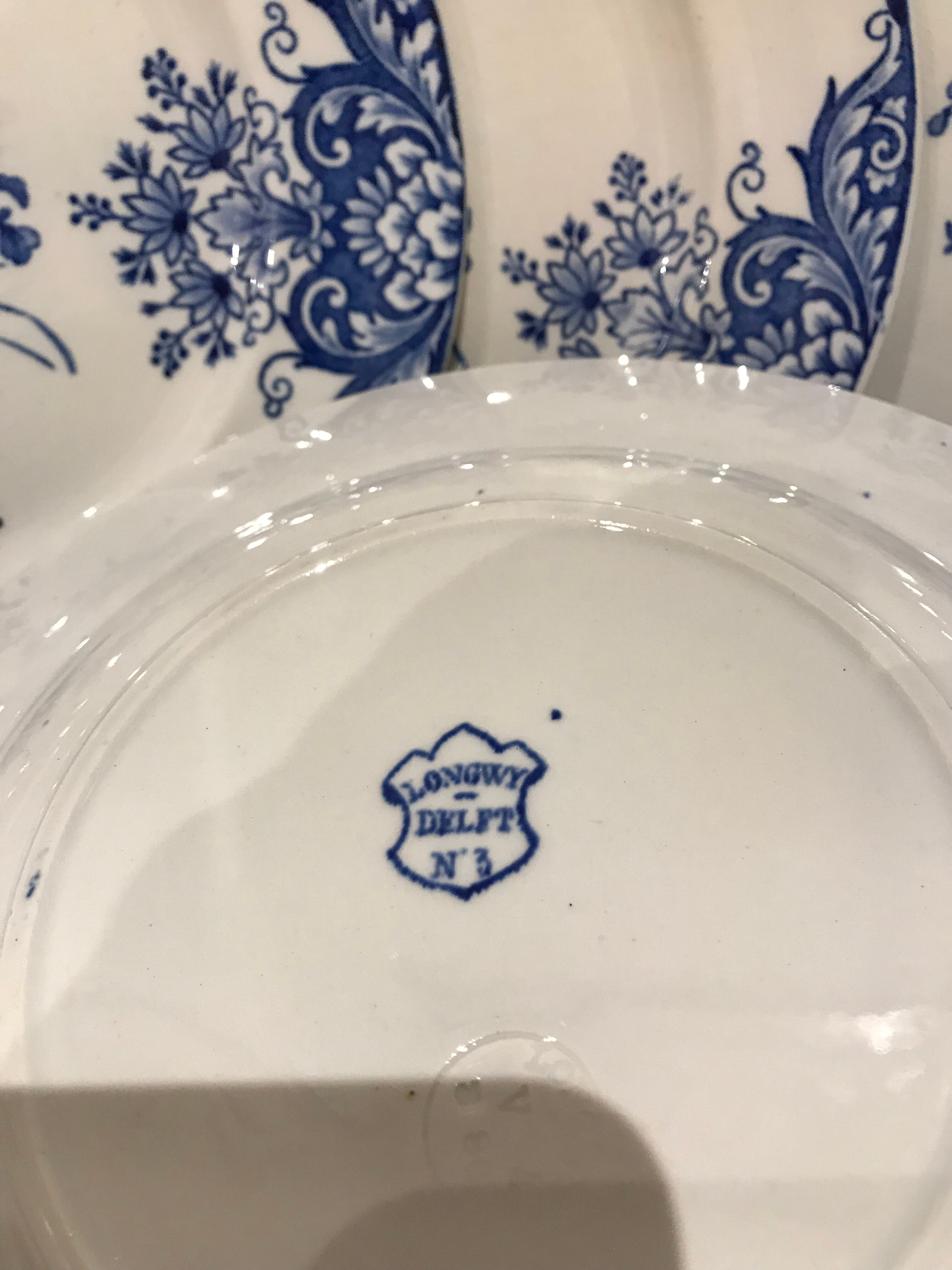 8 Longwy blue dessert plates