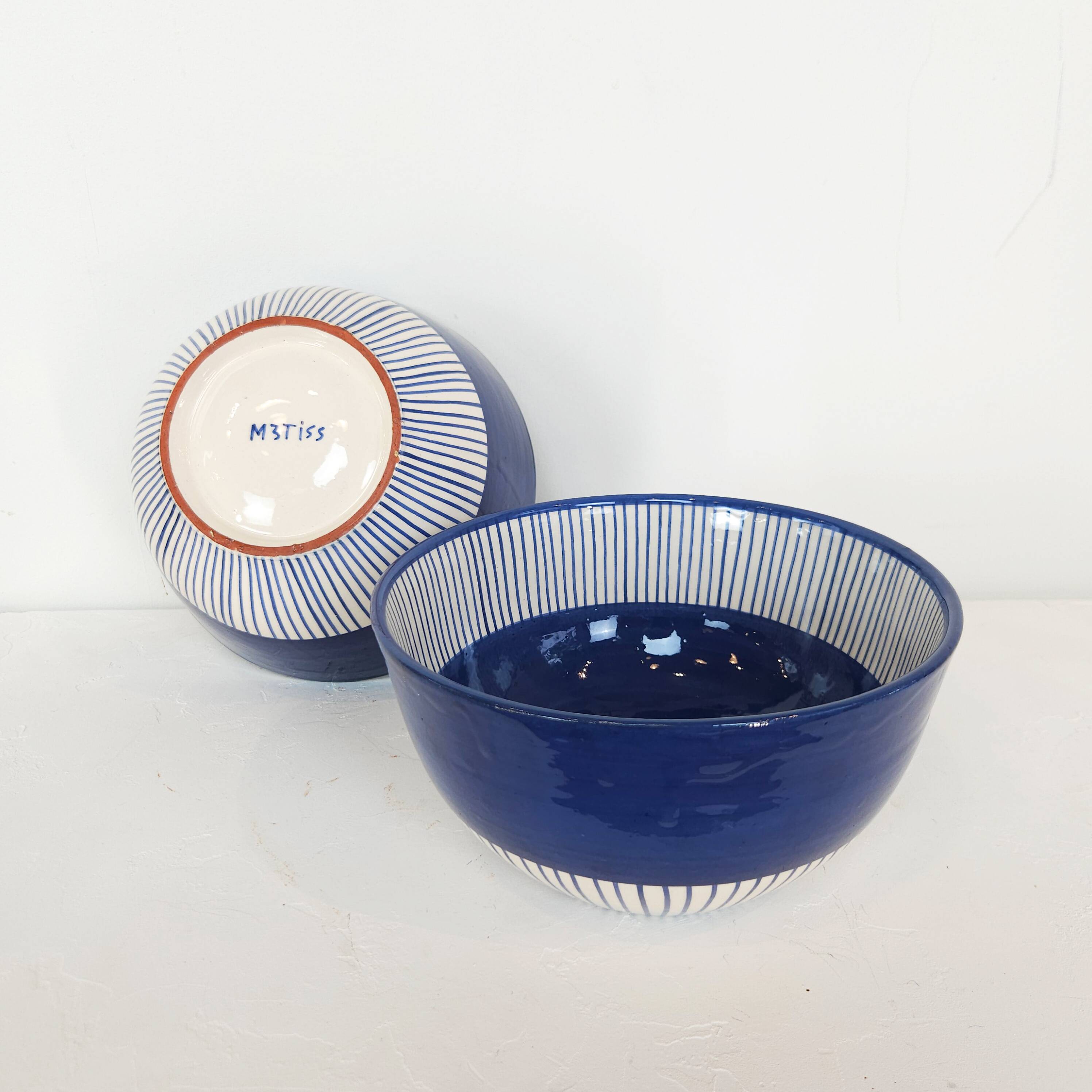Grand bol - PALME bordure bleu