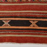3x10 Red & Black Striped Kilim Runner Rug, 90x309Cm