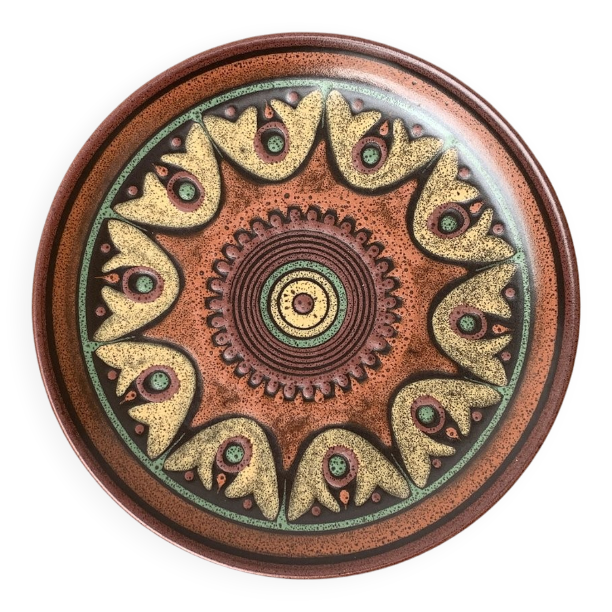 Vintage German ceramic wall plate from Keramik Manufaktur Kupfermühle, 1970s.