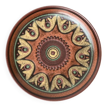 Vintage German ceramic wall plate from Keramik Manufaktur Kupfermühle, 1970s.