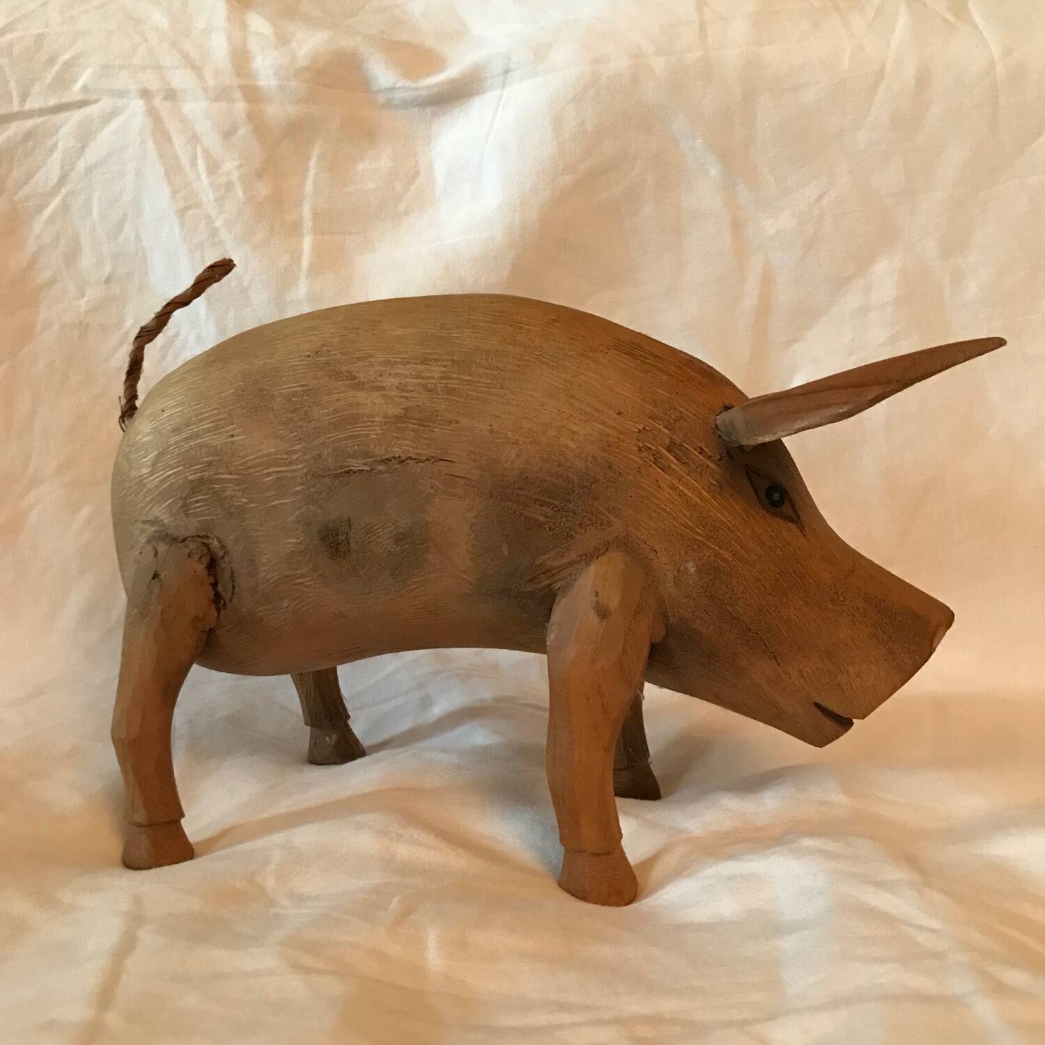 Natural wood pig sculpture Height 15cm Width 30cm