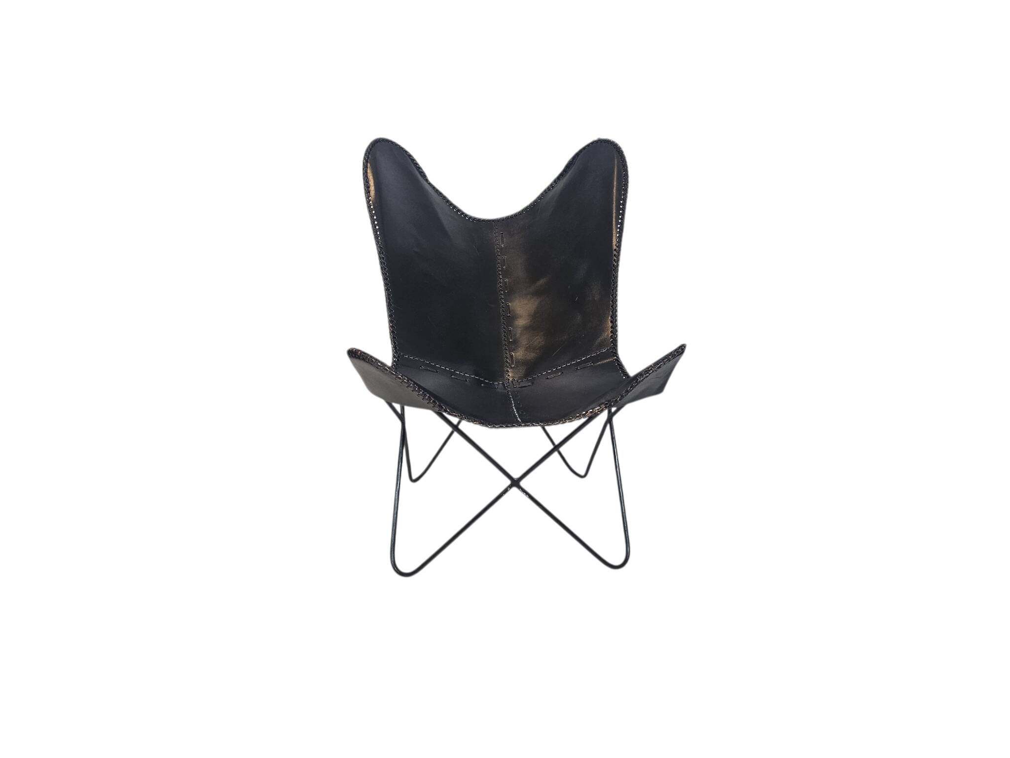 Lounge chair - Butterfly chair - leather - metal - 1990s