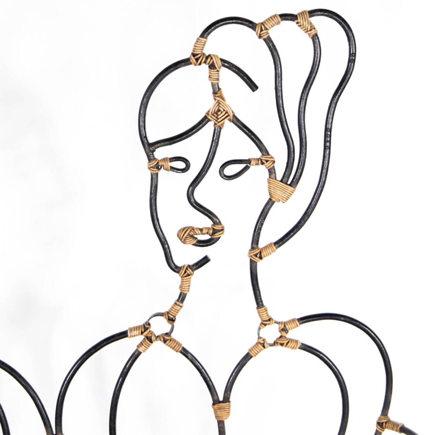 Iron and rattan bench