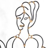 Iron and rattan bench