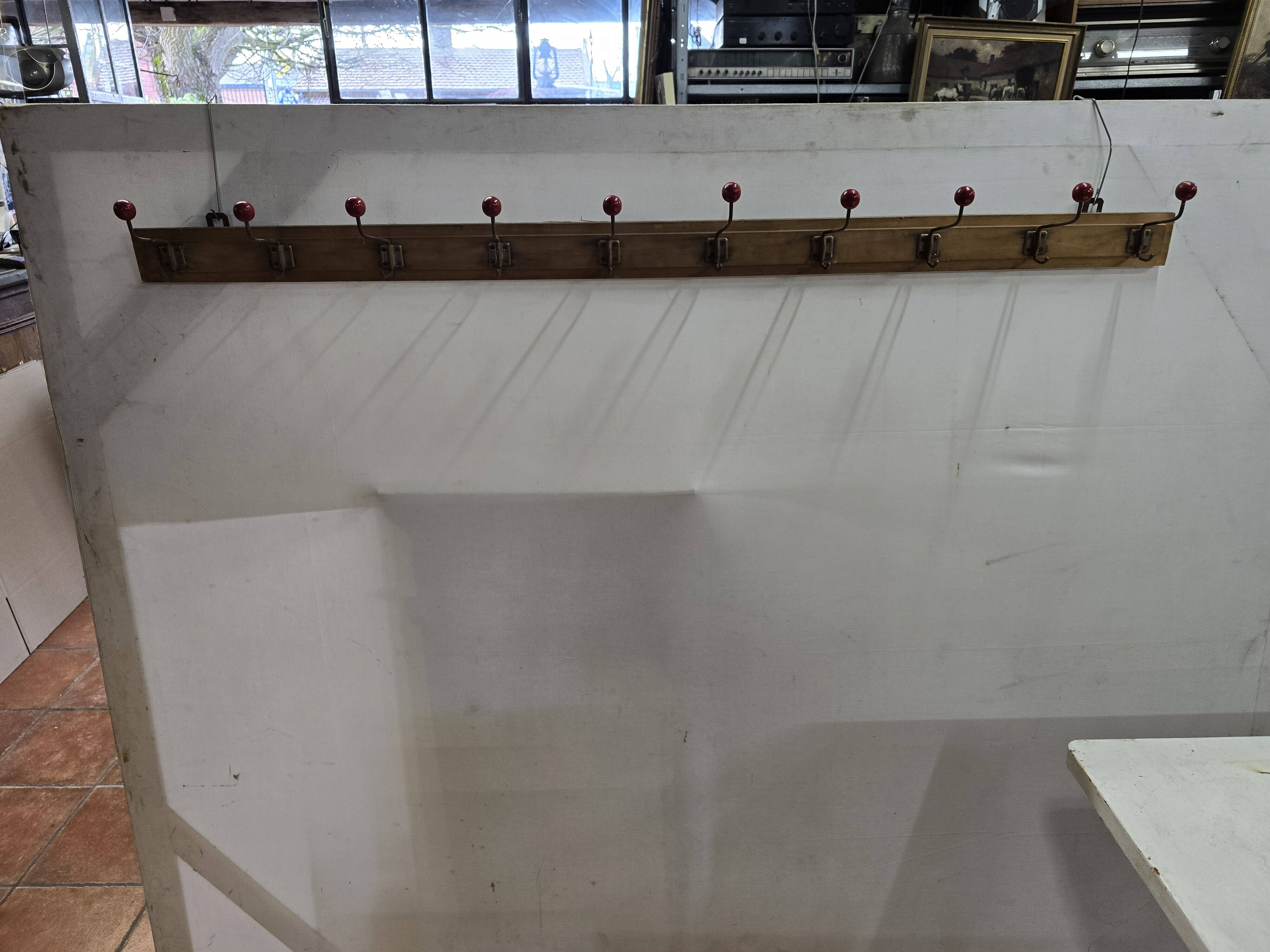 1960s school coat rack with 10 hooks