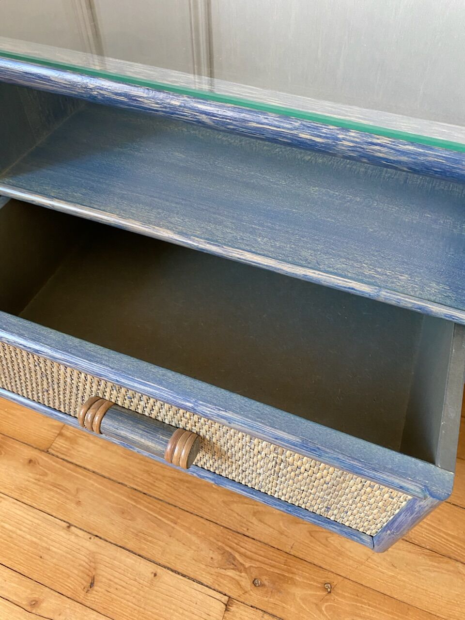 Pair of vintage rattan bedside tables