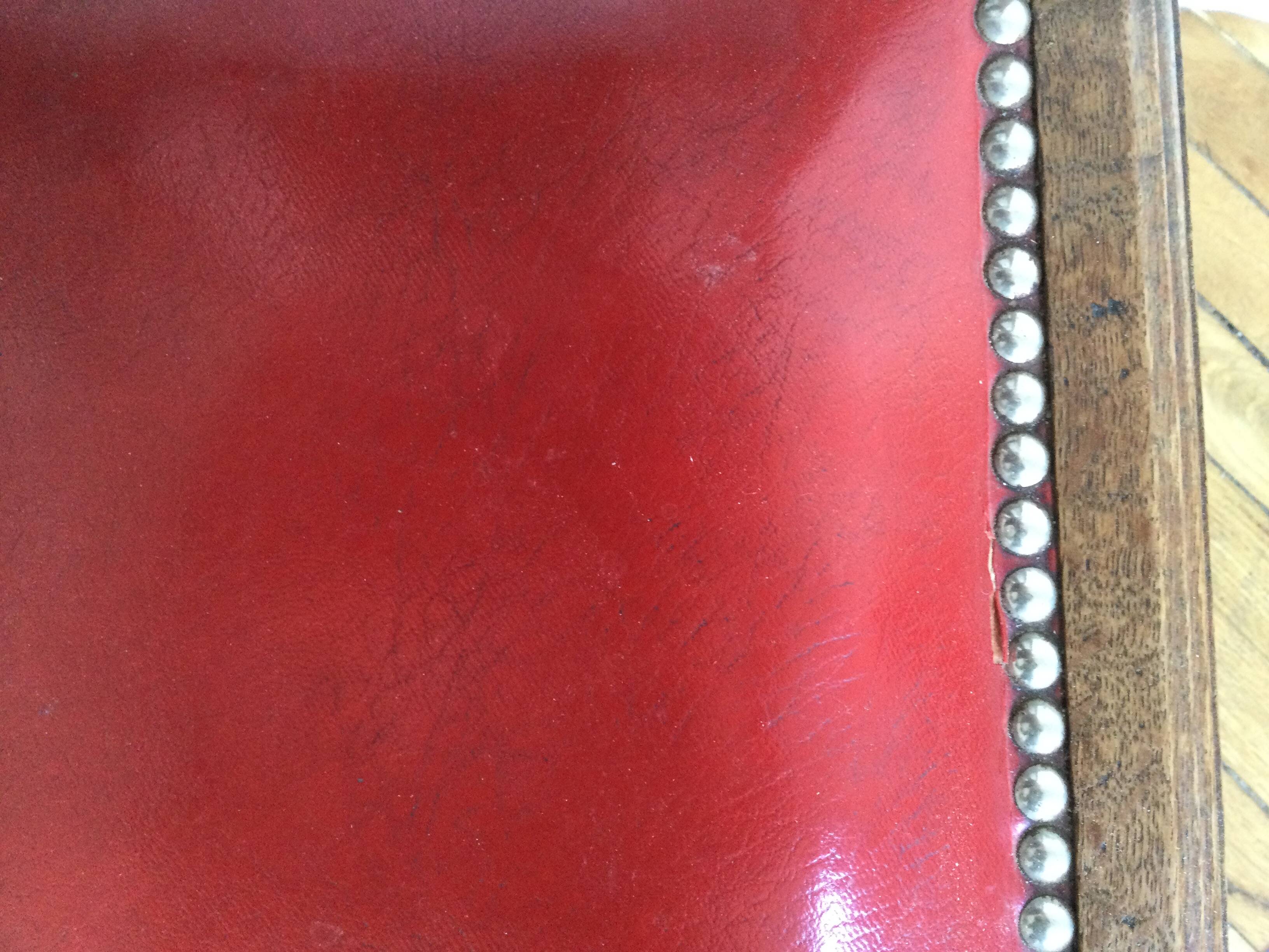 Set of 2 vintage red wooden chairs