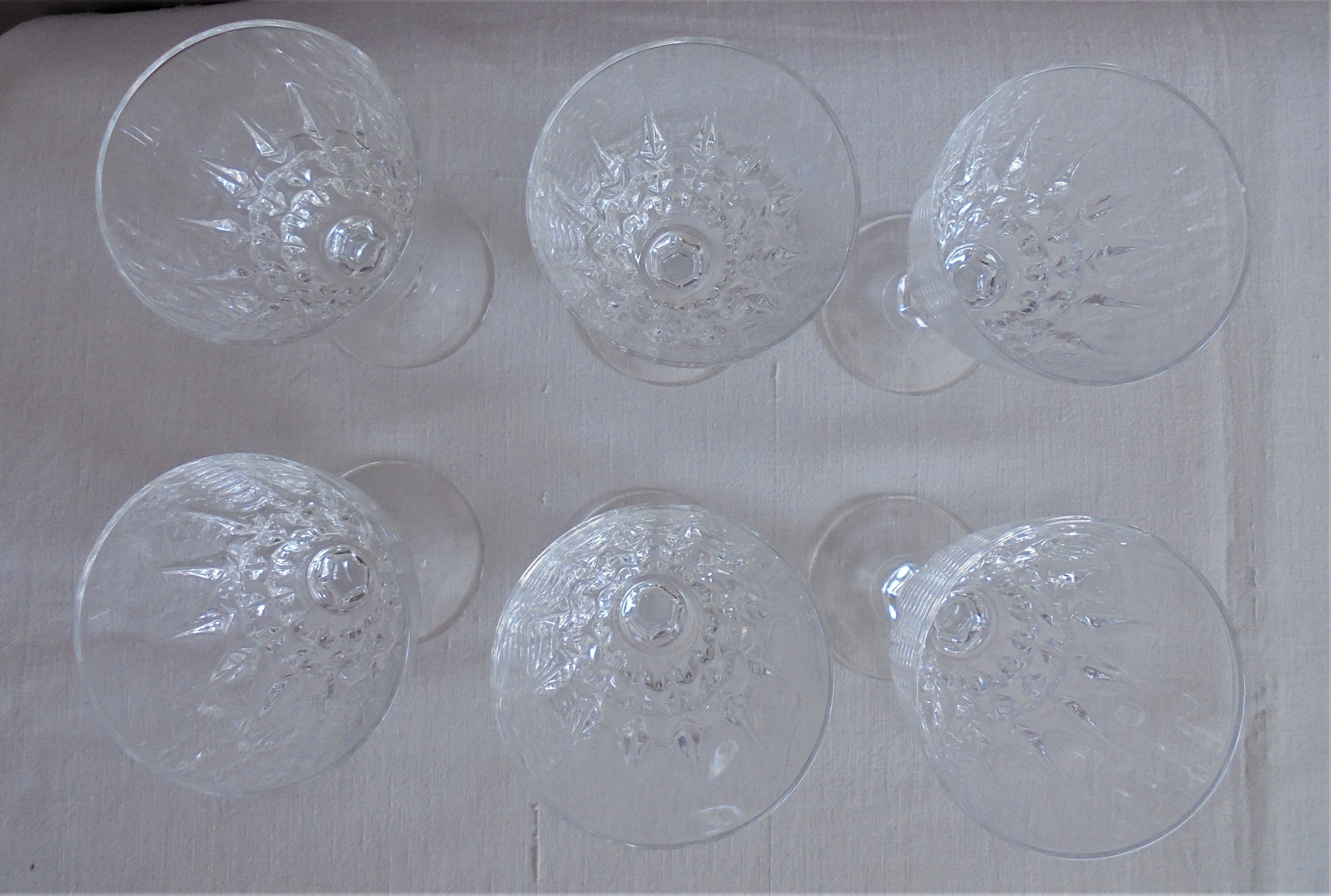 Lot 6 crystal chissed walking glasses