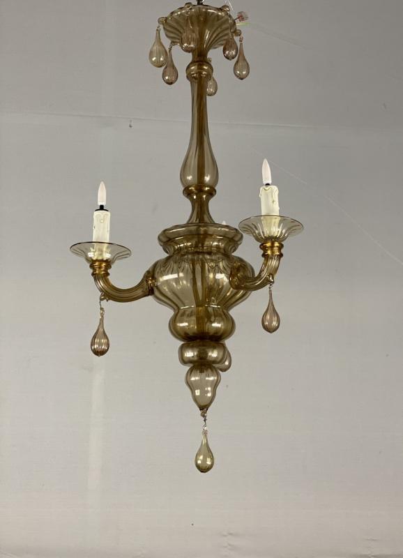 Murano glass lantern mordoré, three arms of light