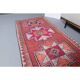 Vintage Turkish Oushak Handmade Wool Cotton Red Runner 87x336
