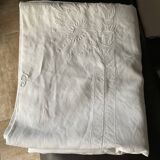 Linen tablecloth .embroidered .monogram T P . 296 cm x 170 cm