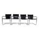 Ensemble de 4 chaises visiteur Matteo Grassi en cuir/chrome, chaises cantilever, 1970.
