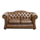 English cowhide leather Chesterfield 2-seater sofa in a luxurious colour