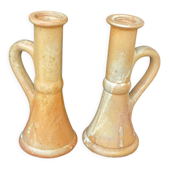 Pair of stoneware candlesticks 1970