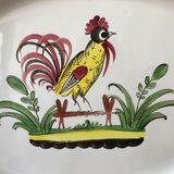 Plat ovale les islettes décor au coq XIXème