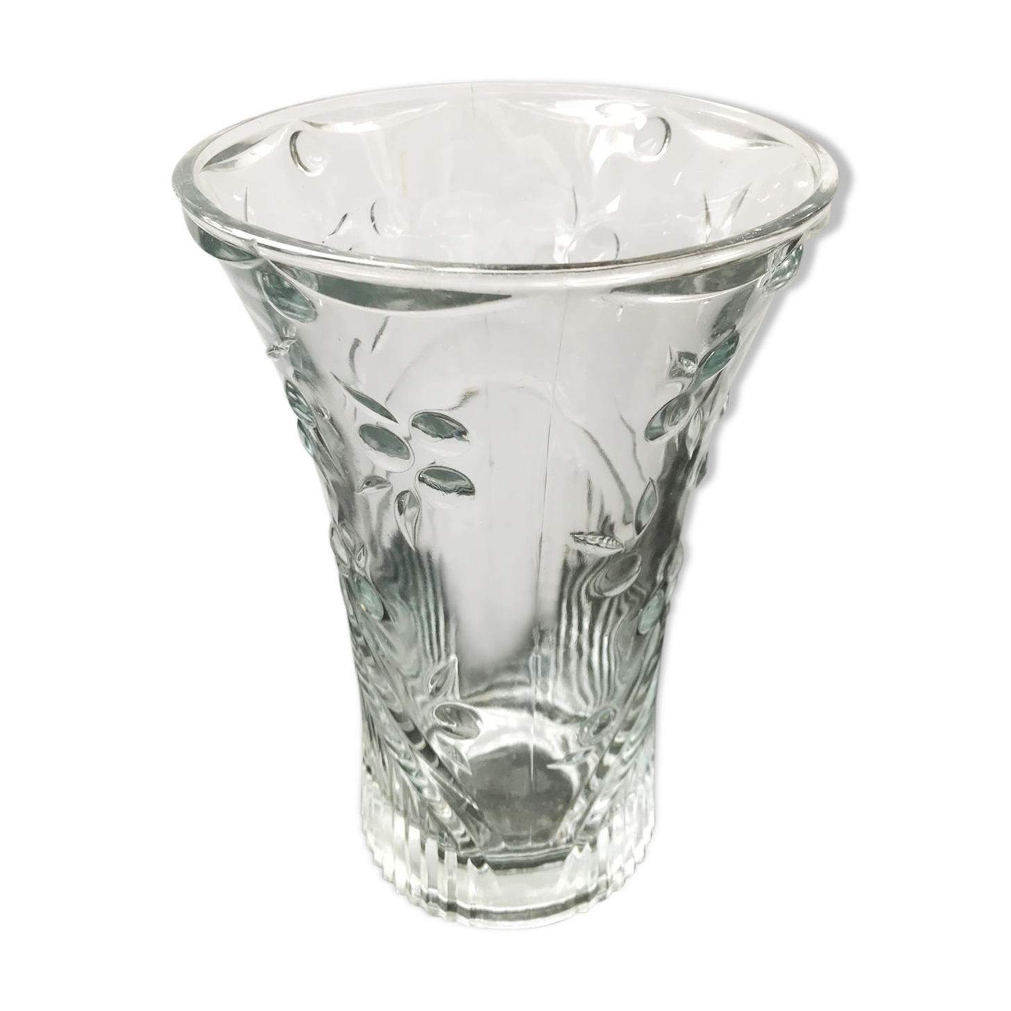 Designer molded glass vase with vintage cherry decor