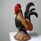 Small decorative rooster in handcrafted enameled ceramic folk art