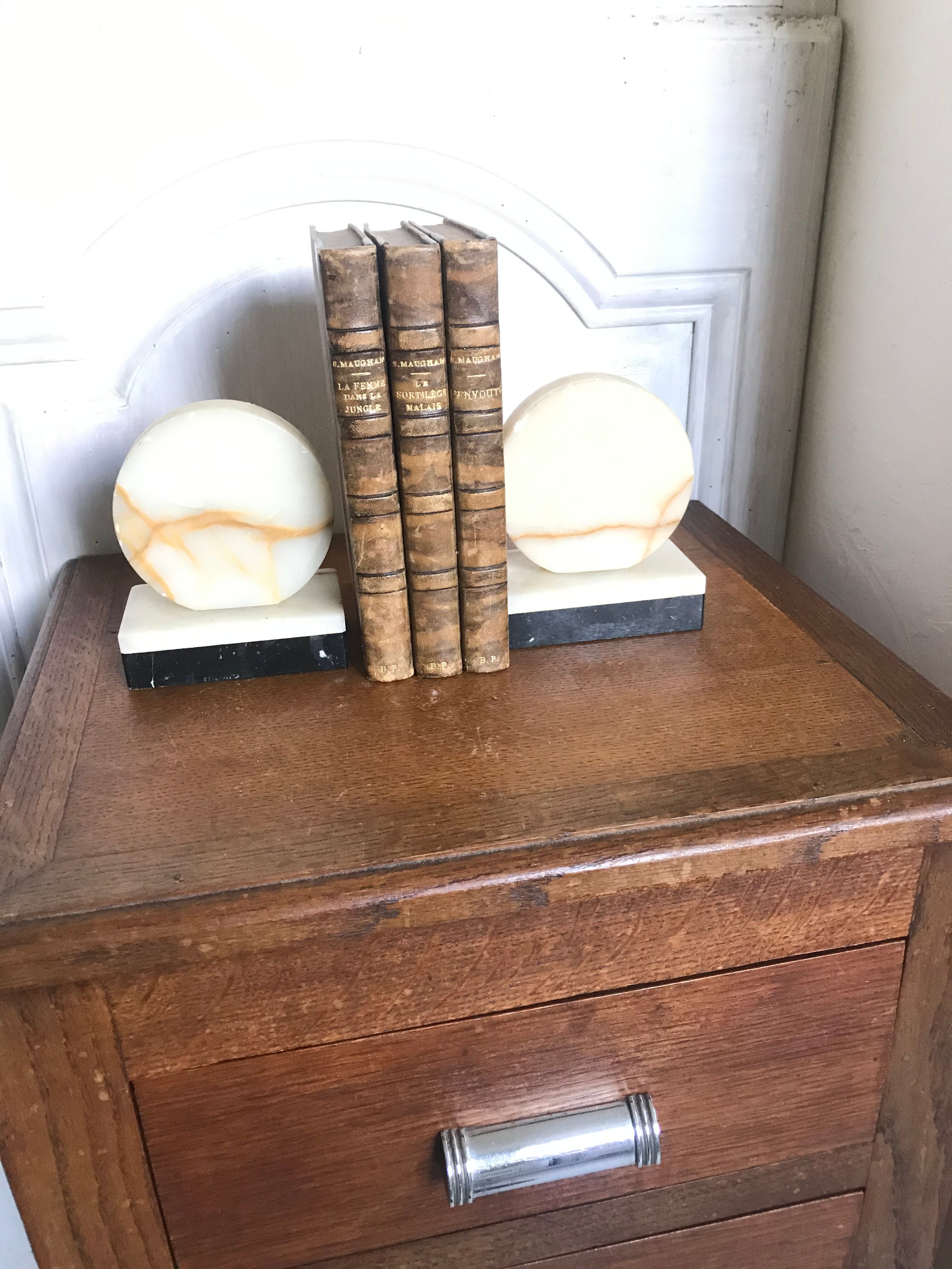 Art Deco marble bookends