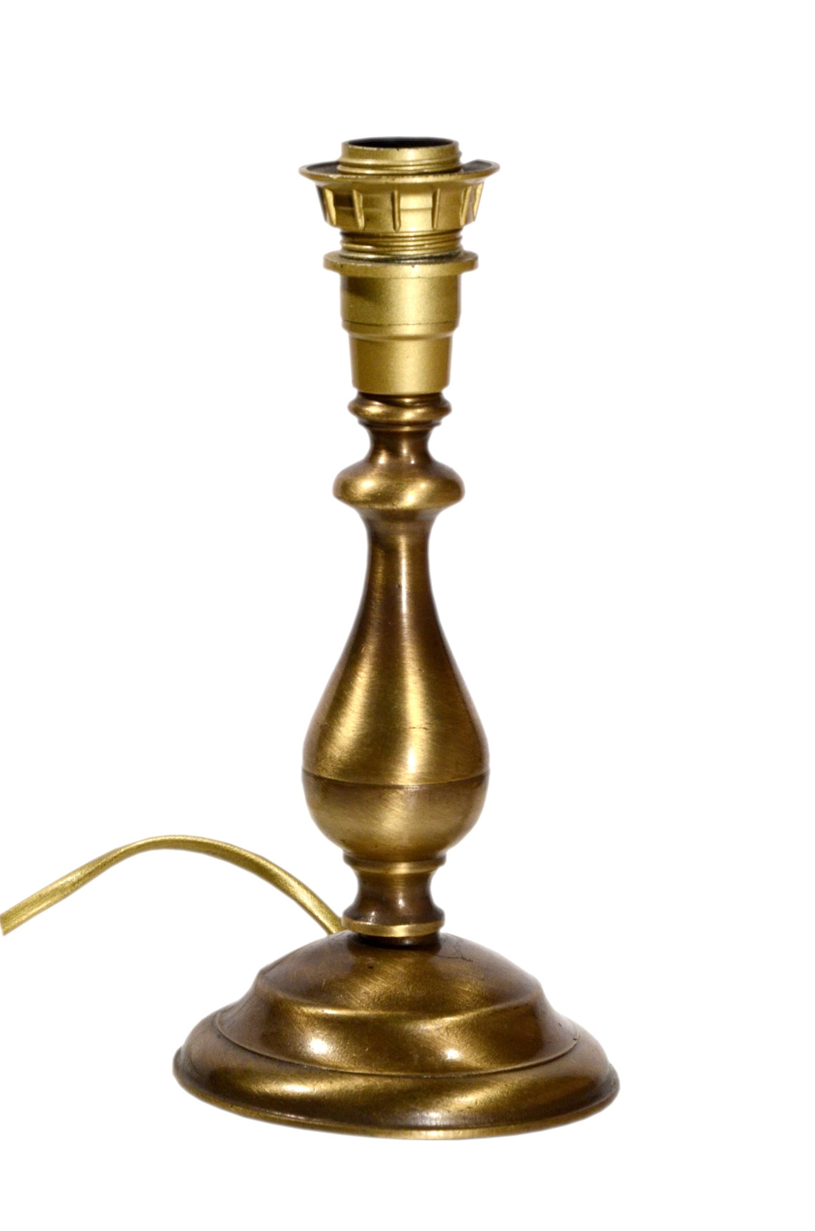 Brass baluster lamp base, 10x21cm, vintage