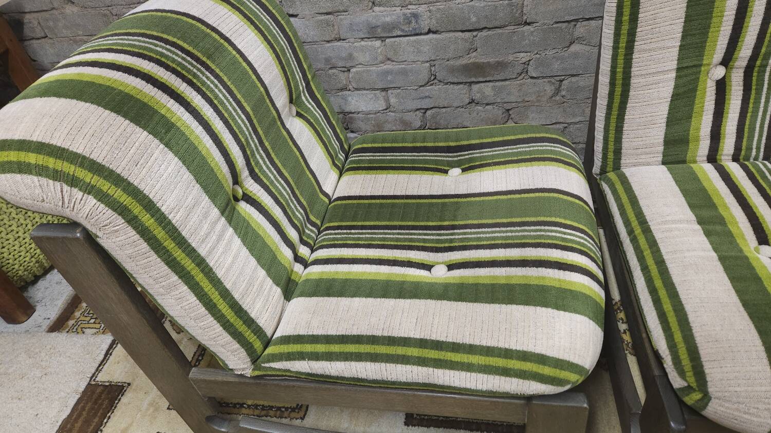 Pair of green armchairs 1970