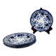 Set of 4 dessert plates in ironstone "Flora" – Creil and Montereau, 19th century, blue