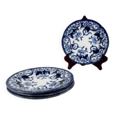 Set of 4 dessert plates in ironstone "Flora" – Creil and Montereau, 19th century, blue