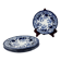 Set of 4 dessert plates in ironstone "Flora" – Creil and Montereau, 19th century, blue