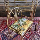 Dressing table and matching psyche in gold metal and glass 70