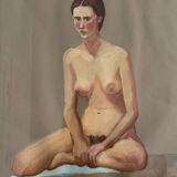 Female nude, old gouache painting