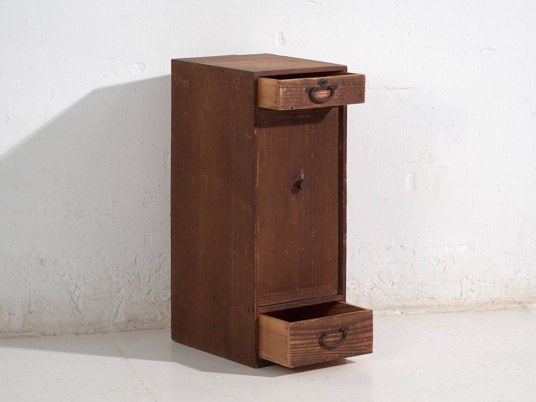 Small antique Japanese cedar furniture with a door and drawers – Taishō / early Shōwa period (circa 1912-1945)