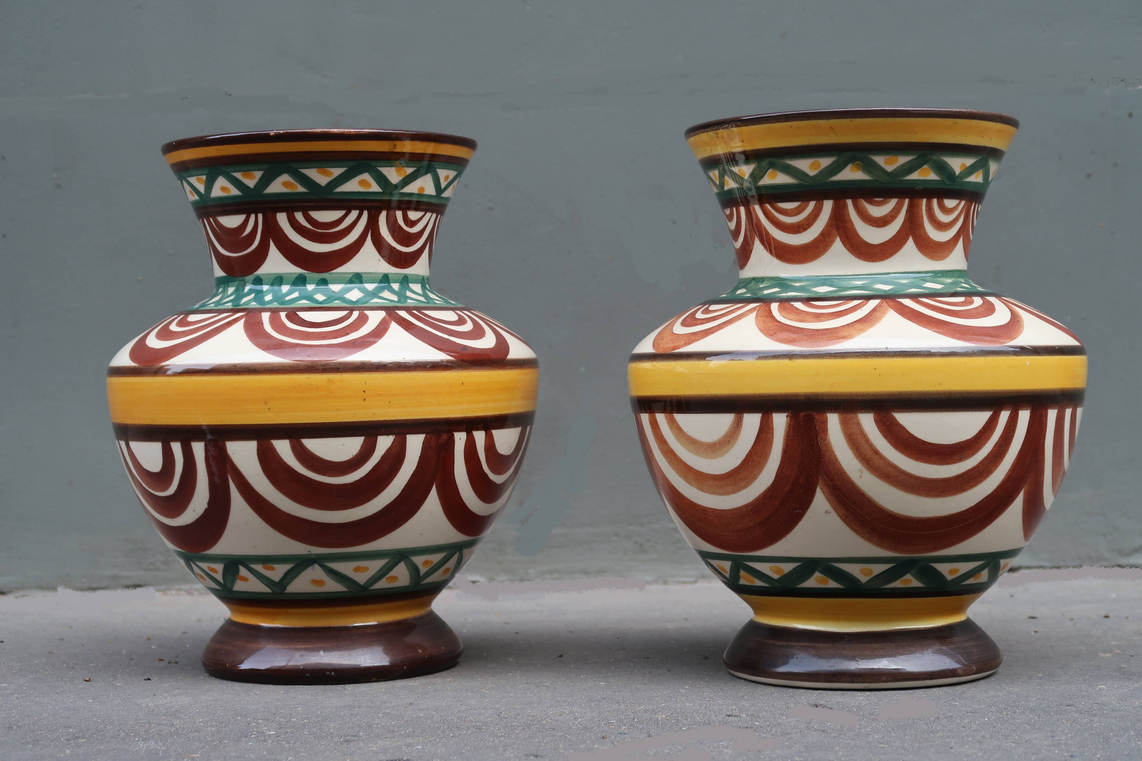 Pair of vintage vases signed Saint Jean de Bretagne