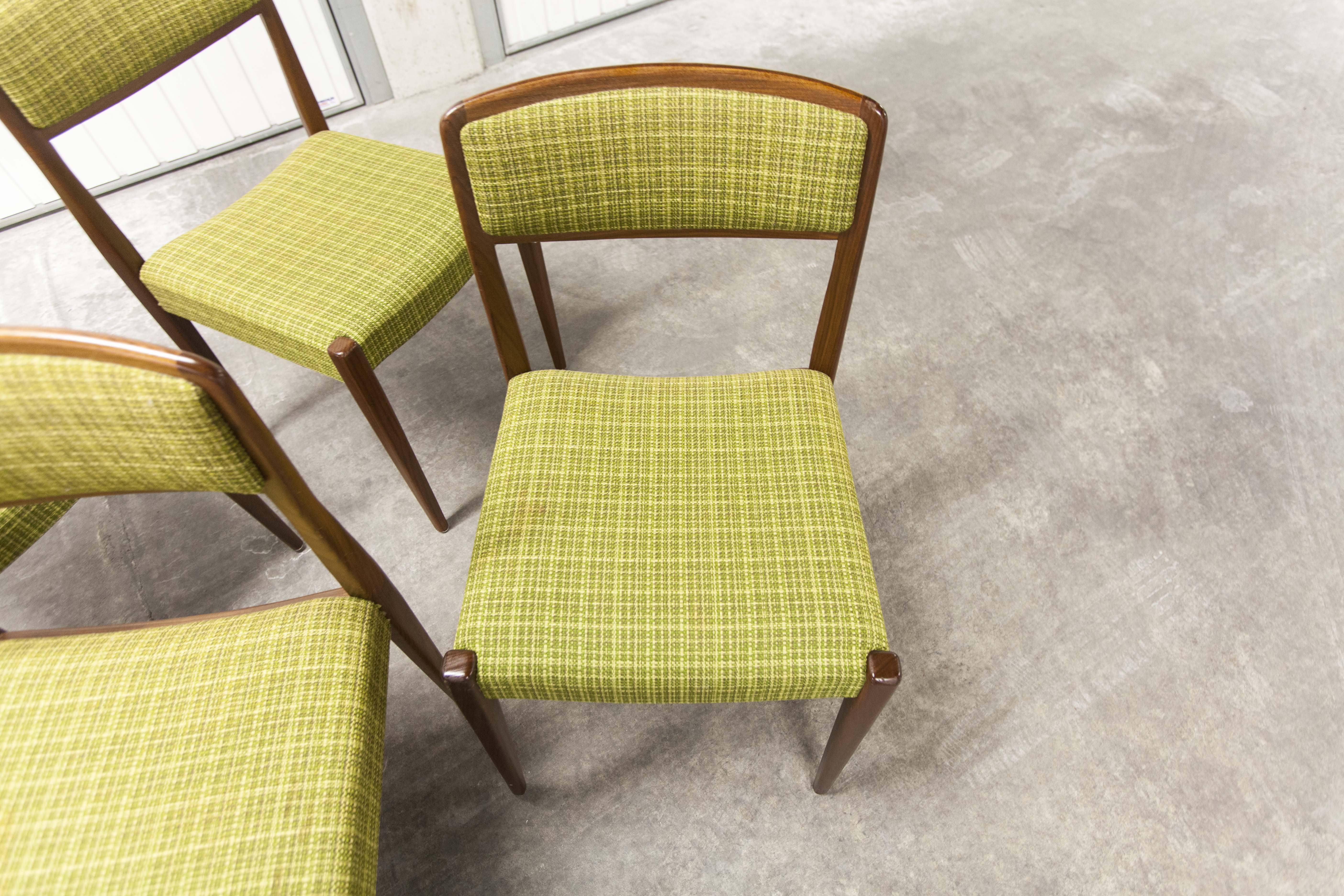 Lot of 6 teak and fabric chairs