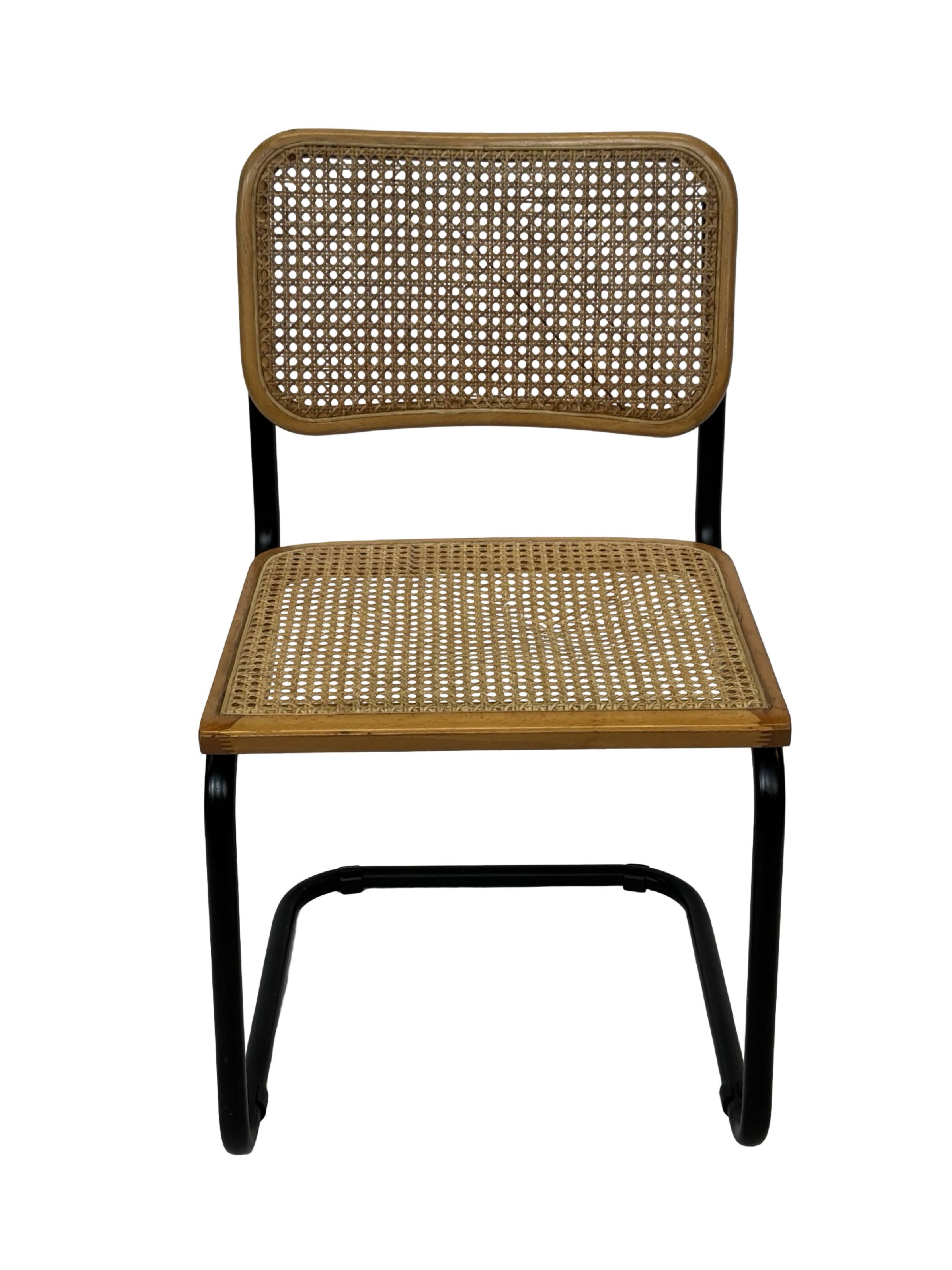 Set of 4 chairs Cesca B32 designed by Marcel Breuer design black frame
