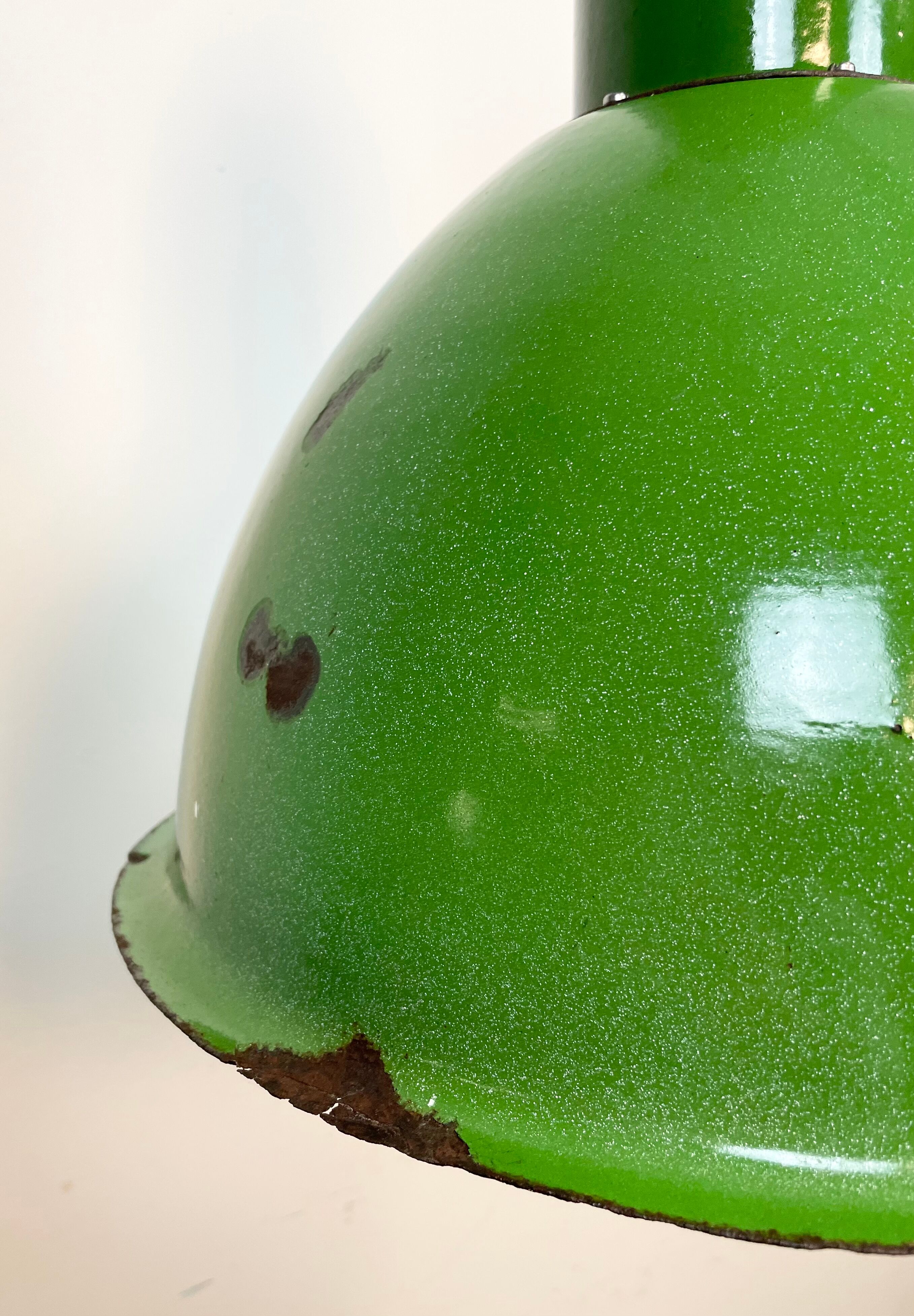 Industrial Soviet Green Enamel Pendant Lamp, 1960s