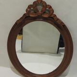Antique oval mirror in carved wood – Louis XVI style, ribbon bow decoration, mid
