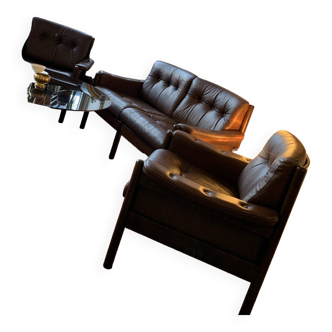 Comfortable leather armchair, denmark 1960s/70s, vinatge, mid-century modern