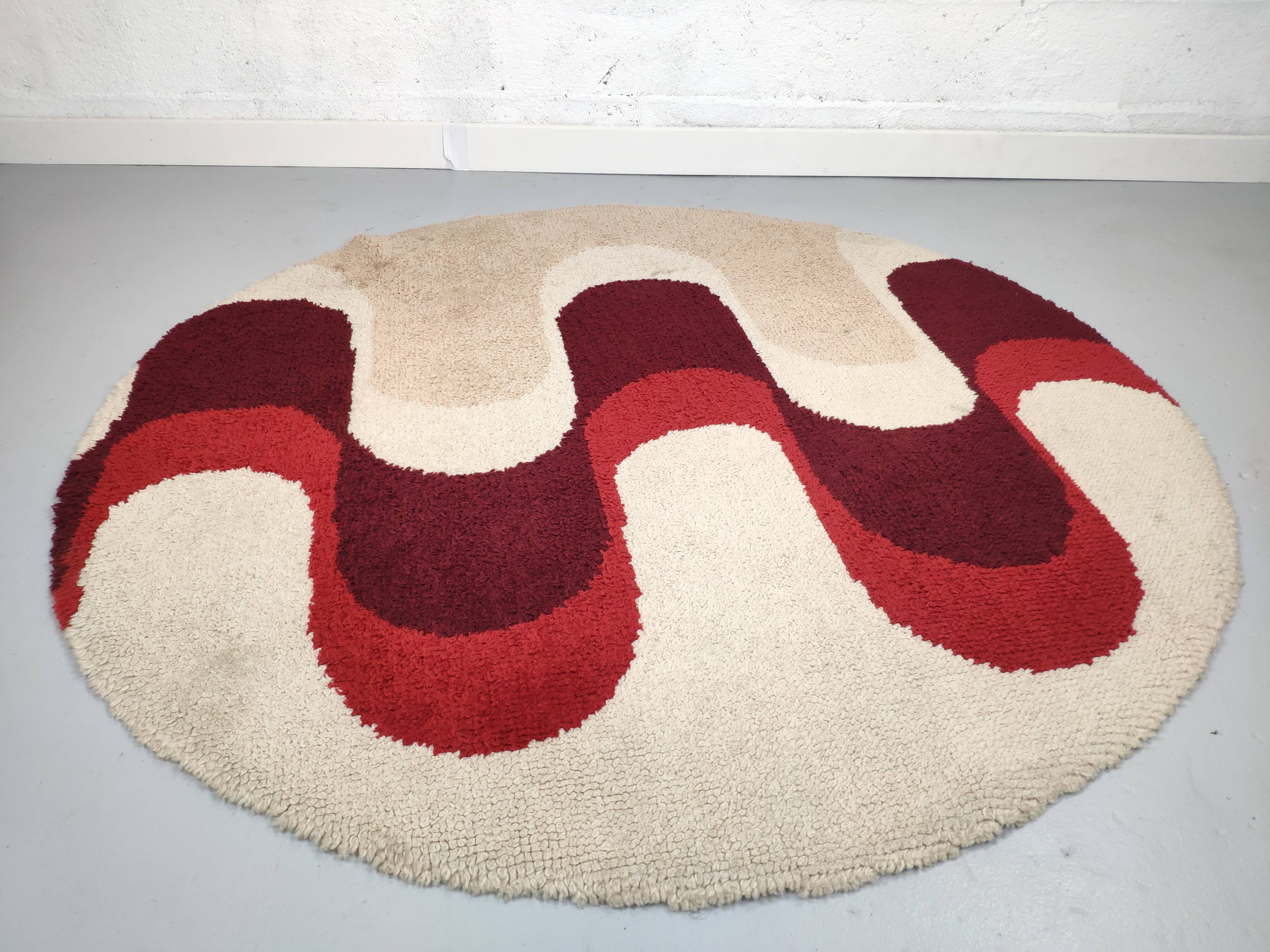 Round carpet in circa wool 70 psychedelic 150cm