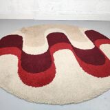 Round carpet in circa wool 70 psychedelic 150cm