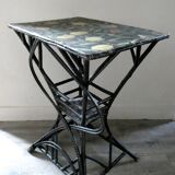 Side table, pedestal and blackened rattan, 1900 era
