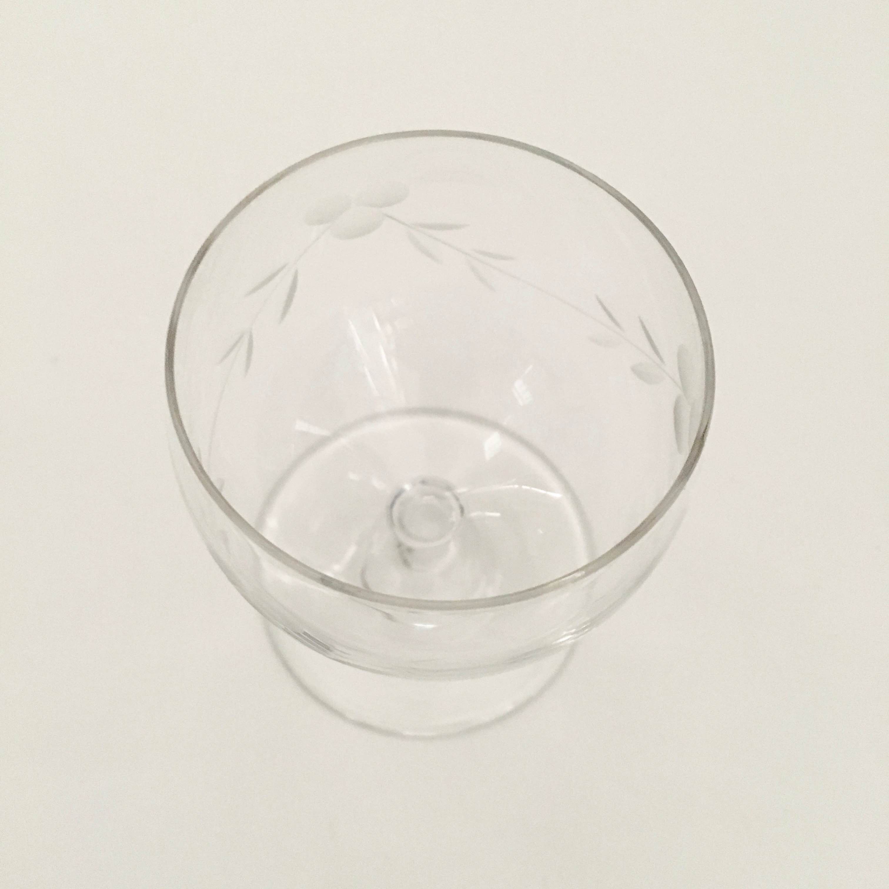 1930s floral engraved liquor glasses