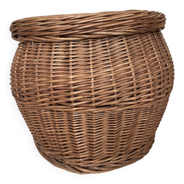 Pouf coffre en rotin années 60-70