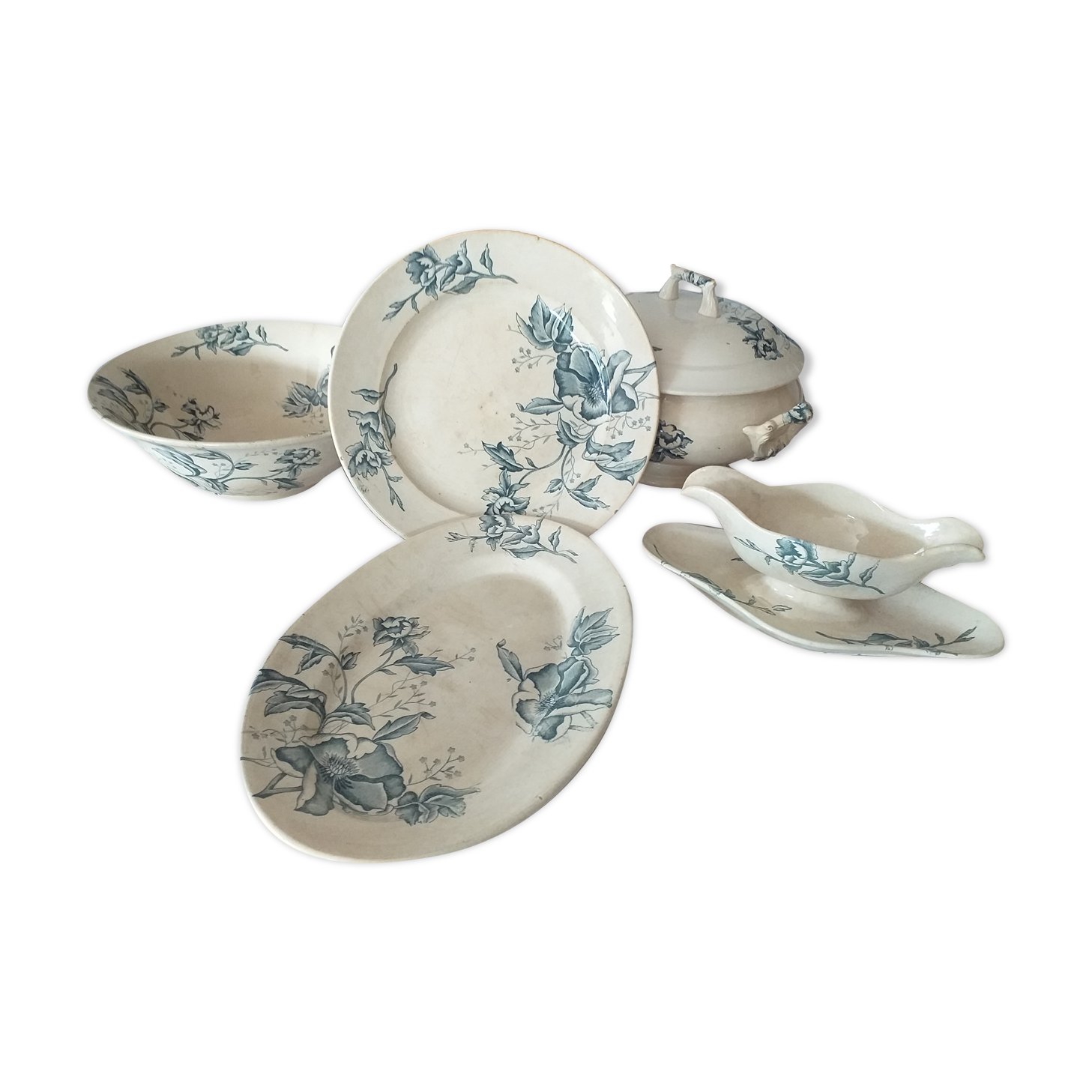 Old-size dishware Rose Faïencerie Lyonnaise