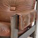 1970s, Scandinavian armchair, furniture leather, canvas, oak wood.