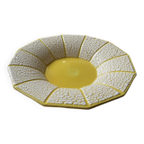Ancien saladier, coupe à fruits - céramique jaune et blanc, vintage