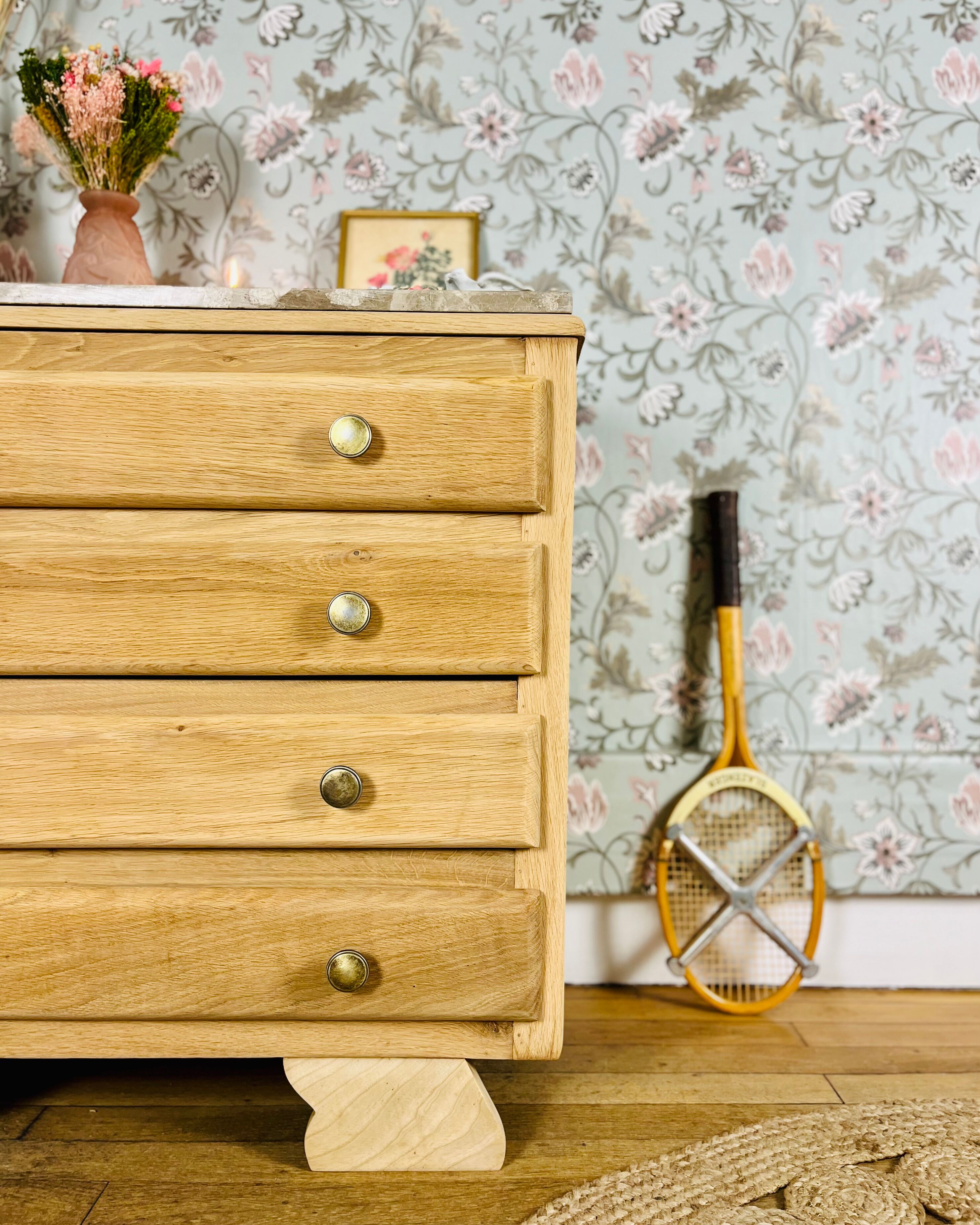 Art Deco chest of drawers with marble top