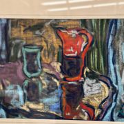 Original Swedish Still Life On Paper — Soft Arrangement By E. Holm — Mid‑Century — Glazed — 37 × 27 Cm (14.6" × 10.6")