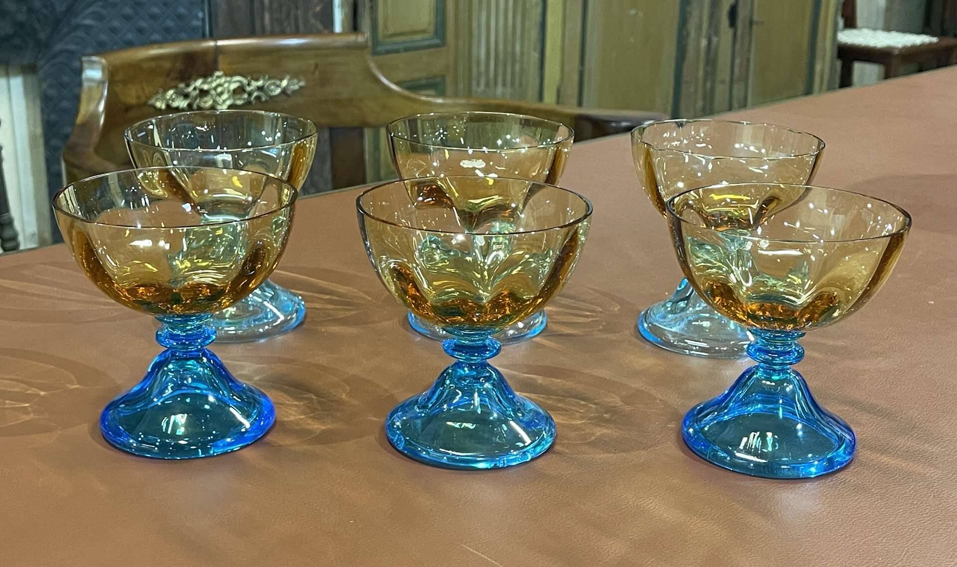 6 Georges Sand model crystal champagne glasses - 20th century