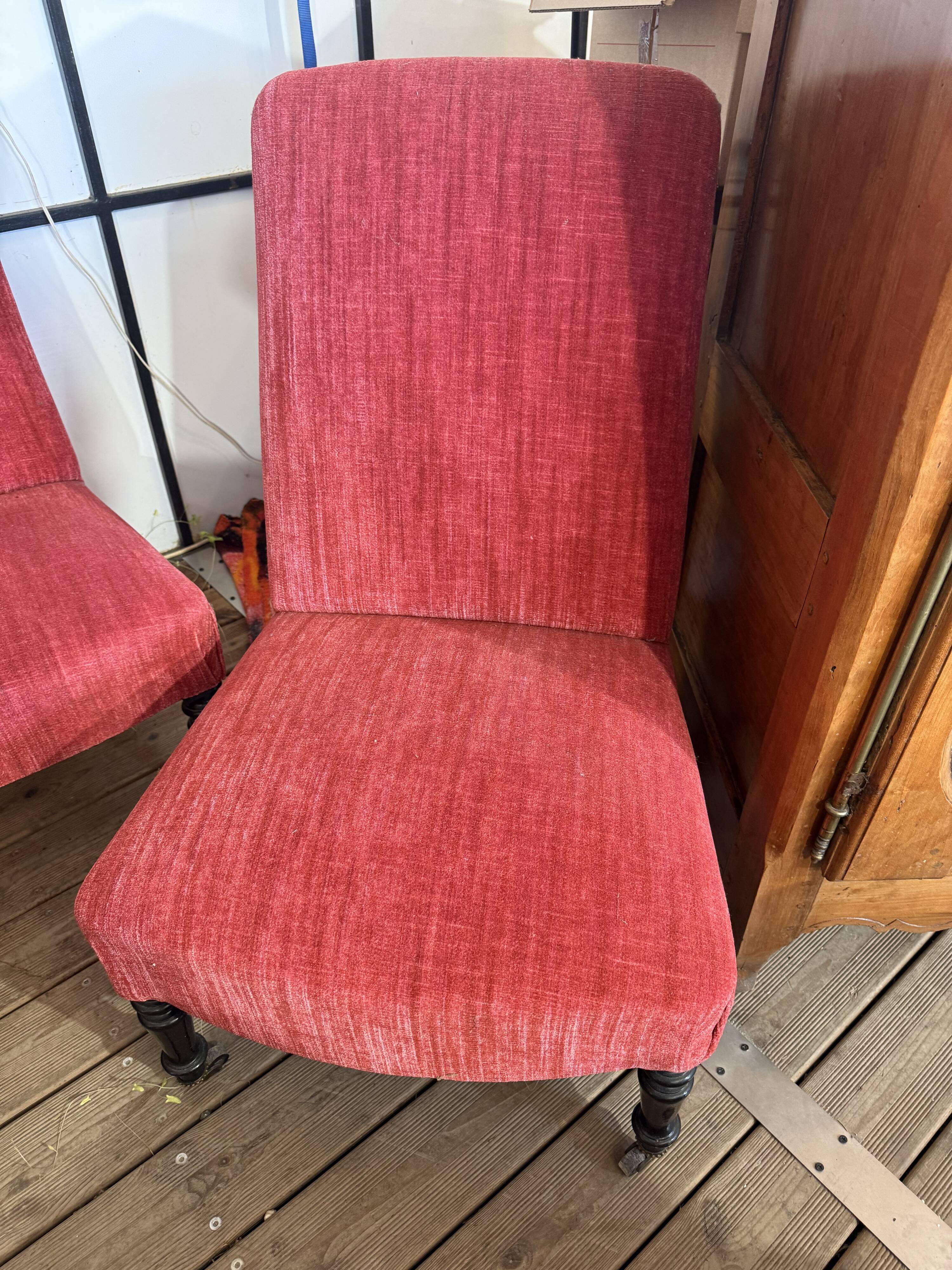 Low chairs Napoleon III - Red velvet - Around 1870